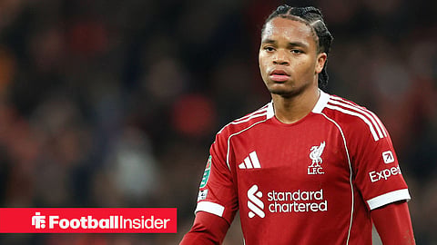 Rio Ngumoha of Liverpool reacts during the Liverpool vs Crystal Palace Carabao Cup match at Anfield, Liverpool