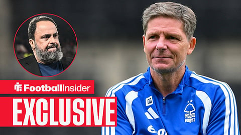 Oliver Glasner, head coach of Nottingham Forest, is pictured during a pre-season friendly match between Notts County and Nottingham Forest at Meadow Lane in Nottingham, United Kingdom / Nottingham Forest owner Evangelos Marinakis at the City Ground