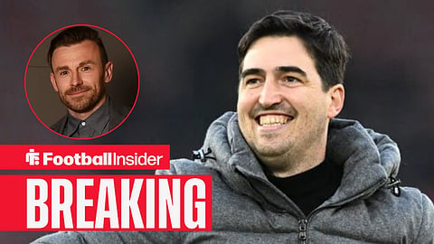 Andoni Iraola on the sidelines at Liverpool, with Julian Ward in a circular inset
