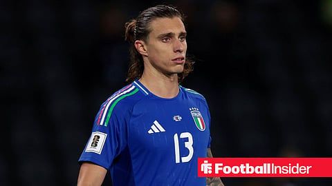Arsenal defender Riccardo Calafiori playing for Italy