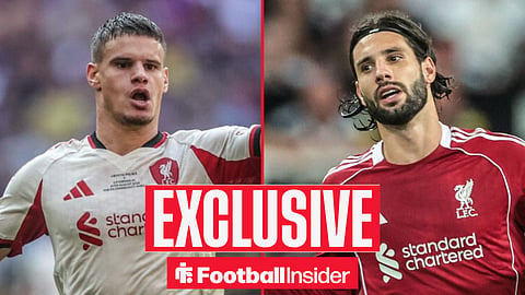Liverpool stars Milos Kerkez and Dominik Szobszlai inset