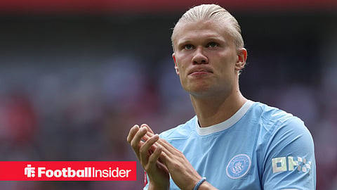 Erling Haaland of Manchester City applauds the fans after the 2026 FA Community Shield match between Arsenal and Manchester City at Principality Stadium on August 16, 2026