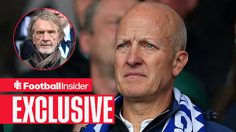 Tom Wagner in stands with Jim Ratcliffe in stands left inset