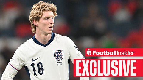 Anthony Gordon, 18, from England, looks on during the FIFA World Cup 2026 Group K qualifying match between England and Albania at Wembley Stadium in London, England, on March 21, 2025