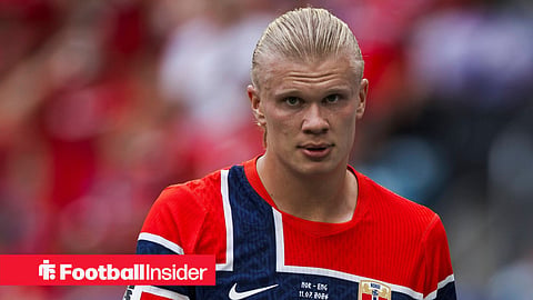 Man City striker Erling Haaland playing for Norway