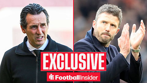 Aston Villa manager Unai Emery and Man United manager Michael Carrick claps inset