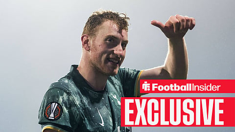 Tottenham forward Dejan Kulusevski smiles and has his thumb up