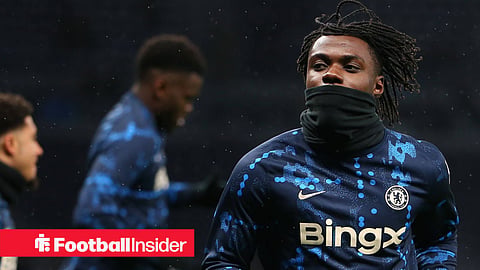 Romeo Lavia of Chelsea warms up ahead of kick-off