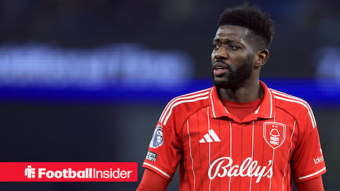 Ibrahim Sangare of Nottingham Forest in action during the Premier League match between Manchester City and Nottingham Forest at Etihad Stadium on March 4, 2026