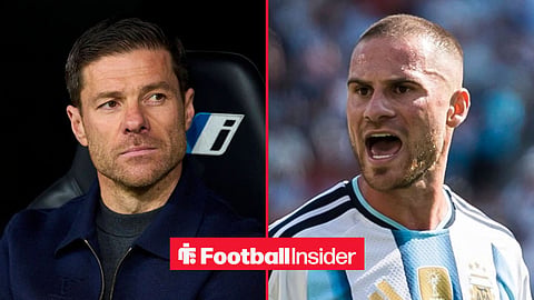Xabi Alonso on the sidelines at Chelsea, with Alexis Mac Allister in action for Argentina