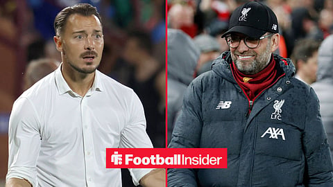 Newcastle United manager Matthias Jaissle looks on from the sidelines / Jurgen Klopp manager of Liverpool smiles after touching elbows with Diego Simeone manager of Atletico Madrid during the UEFA Champions League match at Anfield, Liverpool. Picture date: 11th March 2020