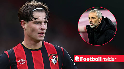 Alex Scott of Bournemouth during the AFC Bournemouth vs Manchester City Premier League match at the Vitality Stadium, Bournemouth / New Bournemouth manager, formerly of RB Leipzig, shouting orders from the sidelines