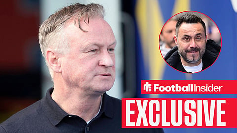 Michael O'Neill by tunnel with Roberto De Zerbi on sideline right inset