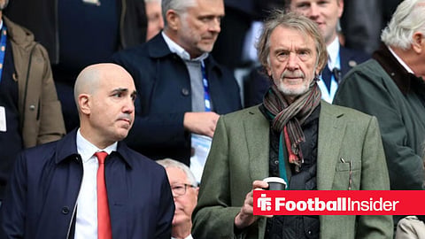 Omar Berrada and Jim Ratcliffe in the stands at Man United