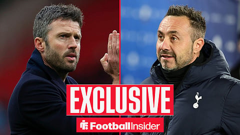 Man United manager Michael Carrick and Tottenham manager Roberto De Zerbi