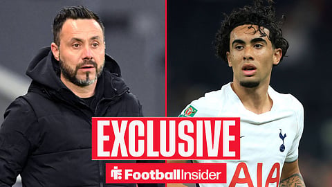 Tottenham youngster Luca Williams-Barnett with manager Roberto De Zerbi inset
