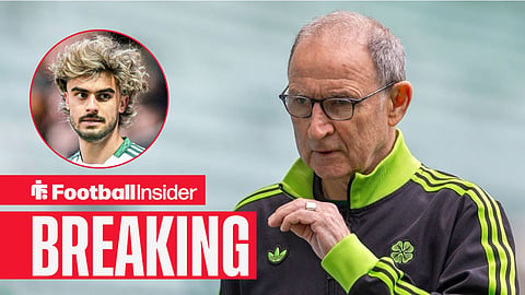 Martin O'Neill on the sidelines at Celtic, with Jota in a circular inset