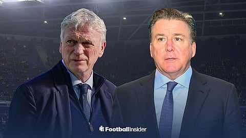 Everton manager David Moyes and Dan Friedkin, the face of The Friedkin Group, standing at the Hill Dickinson Stadium