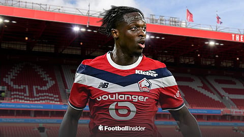 Nottingham Forest's Dilane Bakwa wearing a Lille kit at the City Ground