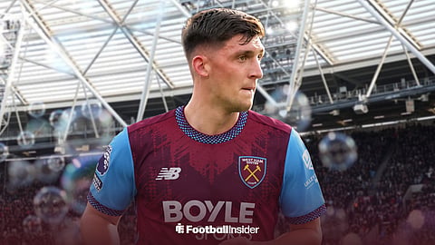 Coventry City's Bobby Thomas starring in a West Ham 26-27 kit at the London Stadium