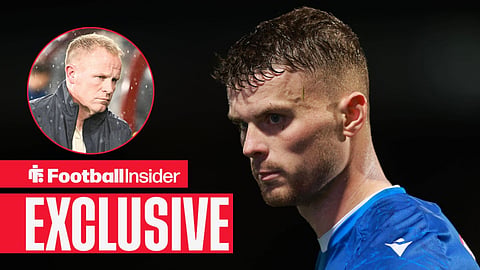 Football Insider exclusive as Hearts winger Josh McPake stares towards manager Wouter Vrancken, who watches from a circular inset.