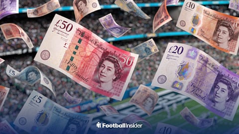 Tottenham Hotspur Stadium hosting an NFL fixture, with falling money notes