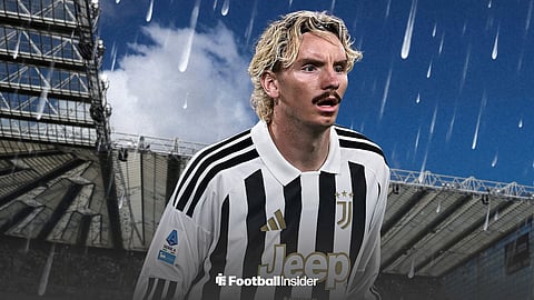 Newcastle United's Nick Woltemade features in a Juventus 26-27 home kit at St James' Park