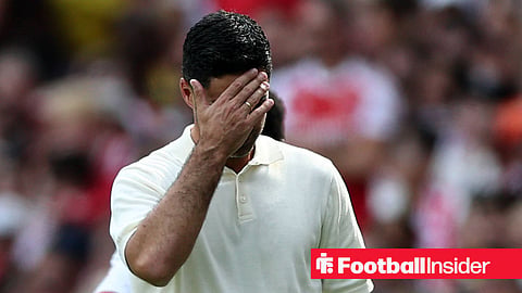 Arsenal manager Mikel Arteta covers his eyes