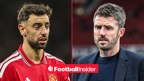 Man United captain Bruno Fernandes with manager Michael Carrick inset