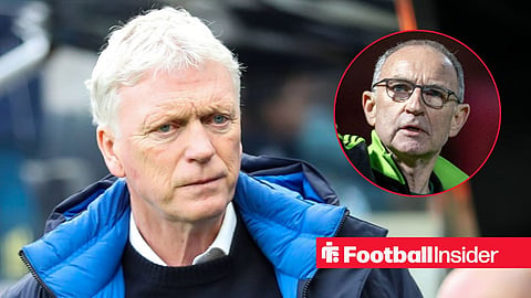 David Moyes on the sidelines at Everton, with Martin O'Neill in a circular inset