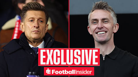 Crystal Palace chairman Steve Parish with former Ipswich Town manager Kieran McKenna smiles inset