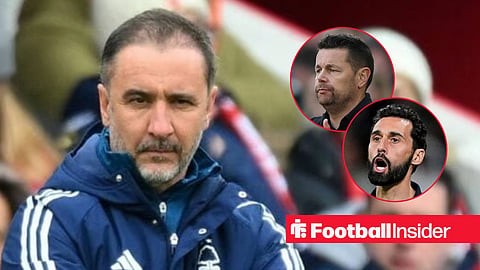 Vitor Pereira on the sidelines, with Pierre Sage and Alvaro Arbeloa in circular insets