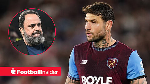 Morato of West Ham United during the Carabao Cup round 3 match between West Ham United and Fulham at London Stadium in London, United Kingdom, on September 15, 2026 / Nottingham Forest owner Evangelos Marinakis at the City Ground