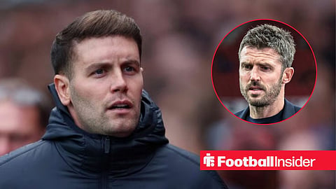 Fabian Hurzeler on the sidelines at Brighton, with Michael Carrick in a circular inset