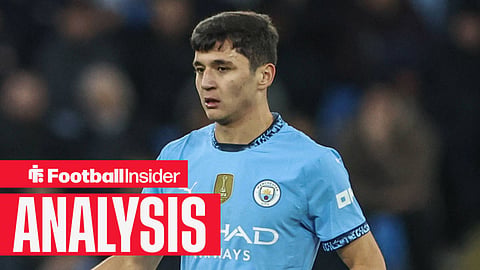Abdukodir Khusanov in action for Man City