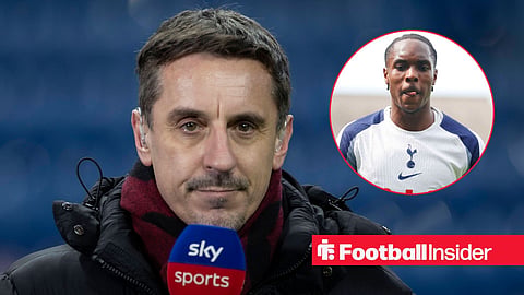 Gary Neville looking ahead with Mathys Tel in circular inset