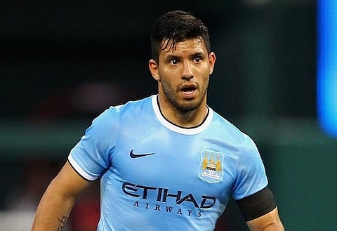 Blue-eyed boy: Aguero produced a piece of magic to win the match