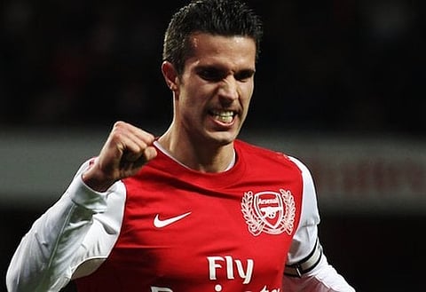 Striking figure: Van Persie blocked the path of Afobe during his Arsenal days