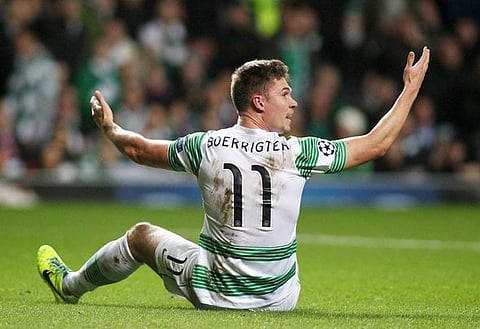 Football - Celtic v AC Milan - UEFA Champions League Group Stage Matchday Five Group H - Celtic Park, Glasgow, Scotland  - 26/11/13
Derk Boerrigter of Celtic looks dejected
Mandatory Credit: Action Images / Ed Sykes
Livepic
EDITORIAL USE ONLY.