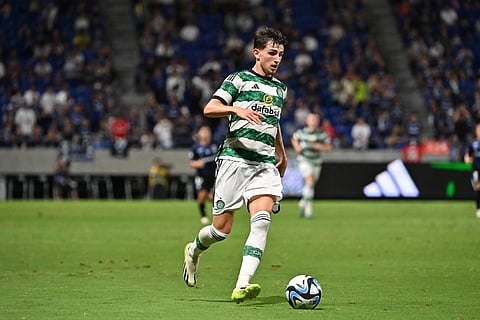 SUITA, JAPAN - JULY 22: Rocco Vata of Celtic in action during the preseason friendly between Celtic and Gamba Osaka at Panasonic Stadium Suita on July 22, 2023 in Suita, Osaka, Japan. (Photo by Kenta Harada/Getty Images)