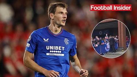 Rangers defender Borna Barisic involved in Ibrox incident. (Credit: rmacl1872 on X)