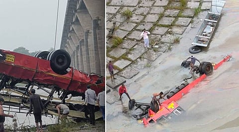 मध्य प्रदेशातील नर्मदा नदीत एसटी बस कोसळून १३ प्रवाशांचा मृत्यू