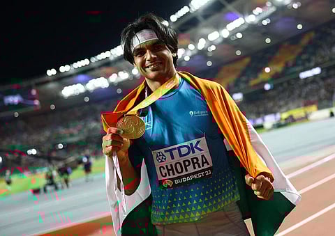 Neeraj Chopra : भालाफेकपटू नीरज चोप्राची सुवर्ण कामगिरी! जागतिक ॲथलेटिक्स स्पर्धेत पटकावलं सुवर्णपदक 