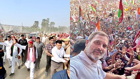 राहुल आणि अखिलेश यांच्या सभेत गोंधळ; भाषण न करताच निघून जाण्याची पाळी