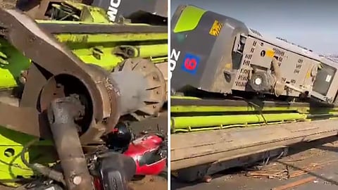 Mumbai : ट्रेलरवरून अवजड मशीन कोसळून दुचाकीस्वार जखमी; ईस्टर्न एक्स्प्रेसवरील विक्रोळी येथील घटनेत चालकाला अटक