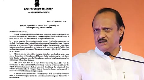 कांद्यावरील २० टक्के निर्यात शुल्क तातडीने रद्द करा; अजित पवार यांचे पियूष गोयल यांना पत्र