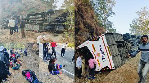 ताम्हिणी घाटात वऱ्हाडाची बस उलटून ५ ठार, २७ जखमी