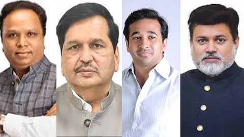 
आशिष शेलार,मंगलप्रभात लोढा, नितेश राणे, उदय सामंत  (डावीकडून)