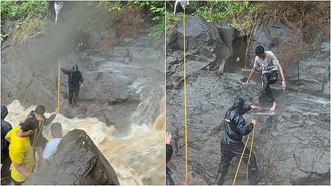 Navi Mumbai : धबधब्यावर अडकलेल्या ५ तरुणांची सुटका