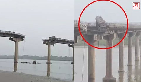टँकर लटकला...गुजरातमधील ब्रिज अचानक मधोमध तुटला; अनेक गाड्या थेट नदीत, ९ मृत्युमुखी; ८ जणांना वाचवण्यात यश